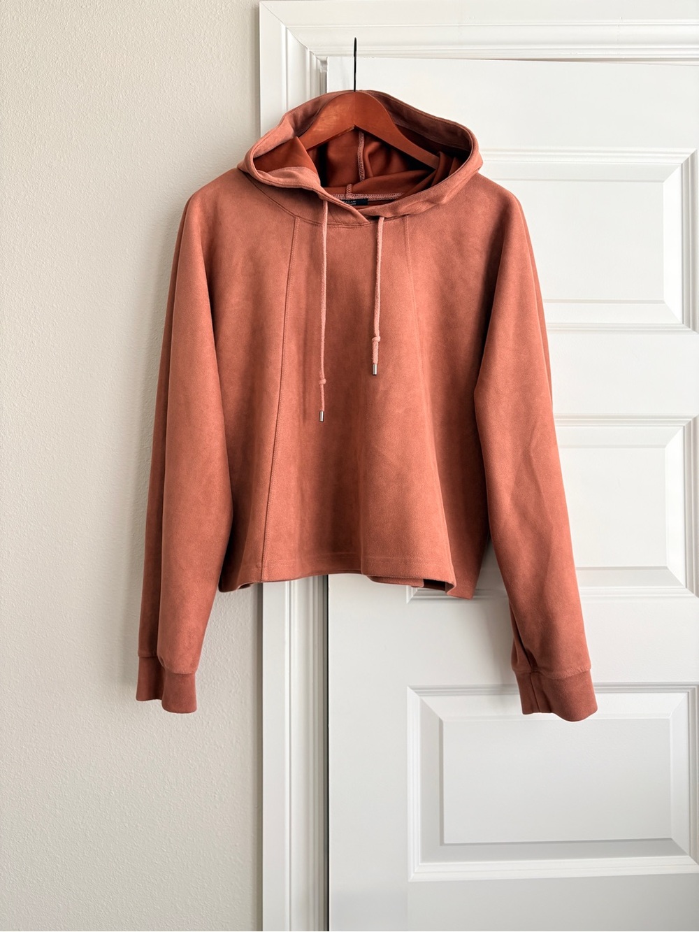 Tahari Cropped Hoodie in Rust Orange